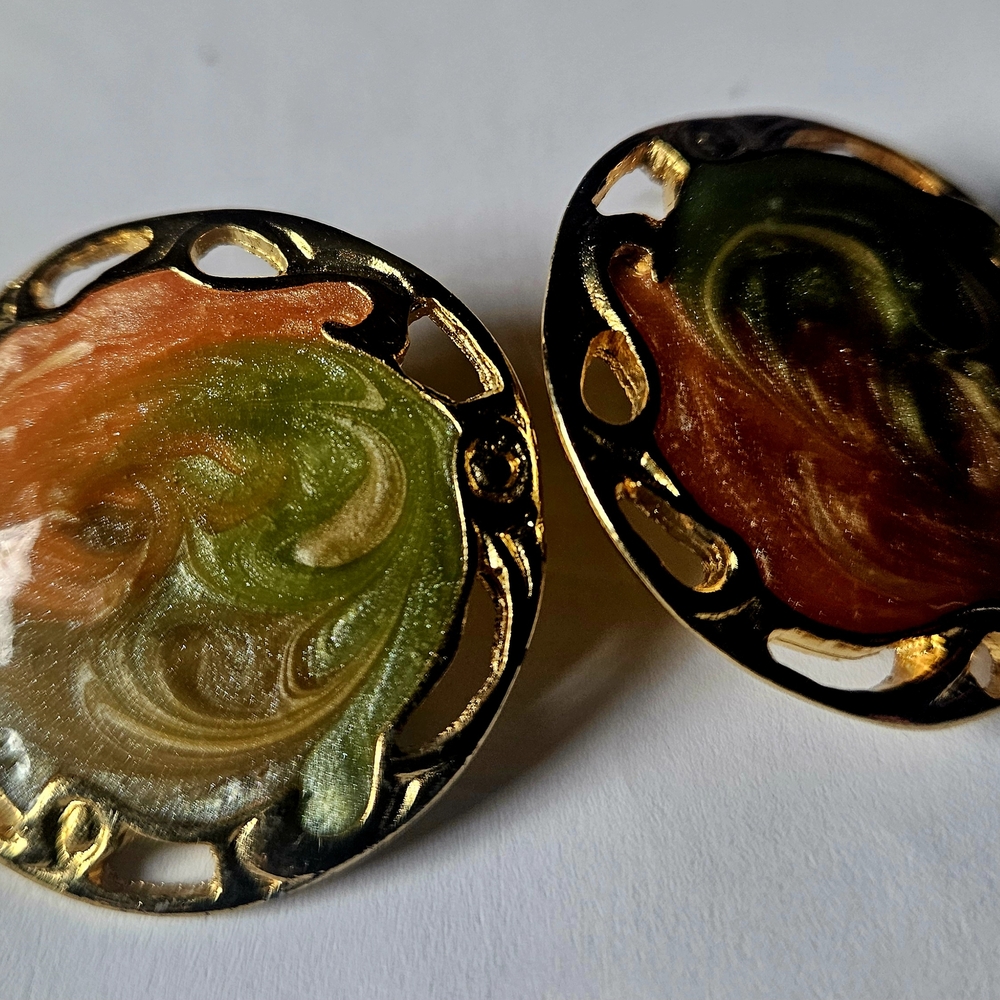 Elegant Gold and Multicolor Swirl Earrings